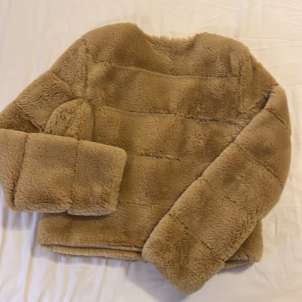Tan Faux Fur Jacket - Picture 2 of 5